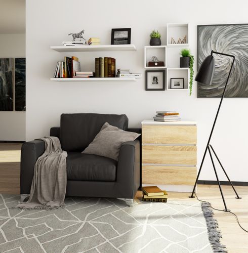 KOMODA K 60 cm 3 SZUFLADY BIAŁA / SONOMA na Arena.pl