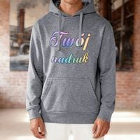 Bluza z kapturem ciemnoszary melanż z Twoim nadrukiem - Kangaroo L