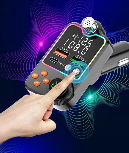 TRANSMITER FM ZESTAW GŁOŚNOMÓWIĄCY BT 5.0 ŁADOWANIE QC 3x USB PD RGB na Arena.pl