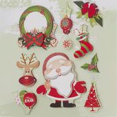 NAKLEJKI 3D Z BROKATEM - ŚWIĘTA 10 SZT DPNK-176 DP CRAFT