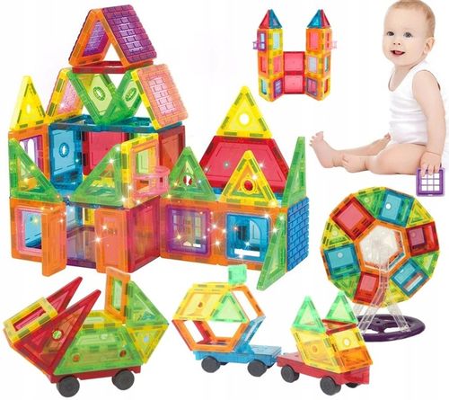 Klocki Magnetyczne Duże Konstrukcyjne 3D Magnetic Tiles Zestaw 106 element. na Arena.pl