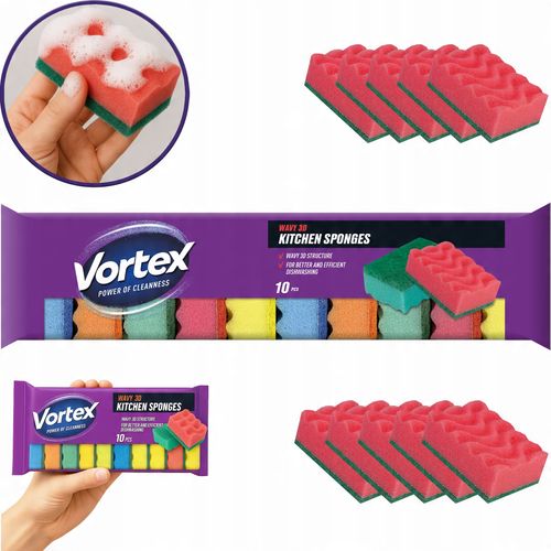 VORTEX Gąbki kuchenne 3D Wave 10 szt. na Arena.pl