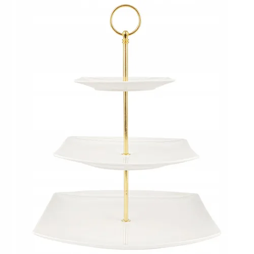 PATERA PORCELANOWA PIĘTROWA BIAŁA NOWOCZESNA NA CIASTO OWOCE 3-POZIOMOWA na Arena.pl