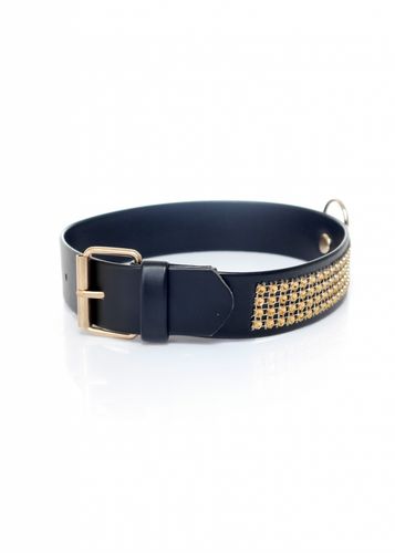 fetish b   series collar with crystals 3 cm gold na Arena.pl