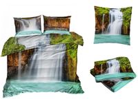 Pościel satyna bawełniana 200x220cm WODOSPAD z prześcieradłem 3D