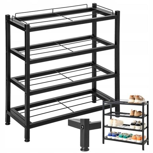 SZAFKA NA BUTY STOJAK METALOWY CZARNY 4 PÓŁKI ORGANIZER REGAŁ LOFTOWY na Arena.pl