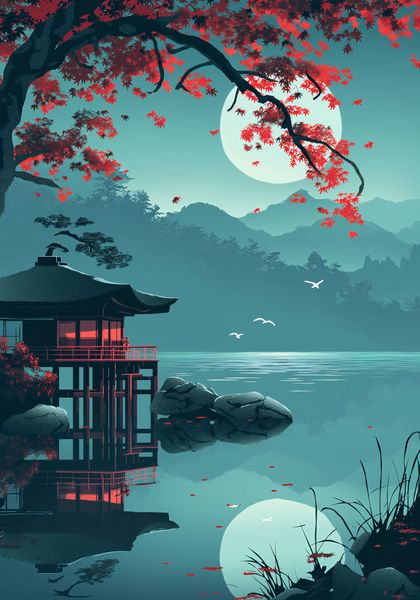 Plakat 70x100cm Japoński Pawilon zdjęcie 1