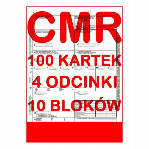 cmr list przewozowy 100 kartek - 4 odcinki - 25 kompletów - 10 szt. na Arena.pl