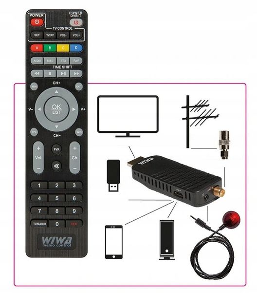 DEKODER TUNER DO TV NAZIEMNEJ DVB-T2 H.265 FULL HD MINI STICK PILOT zdjęcie 6