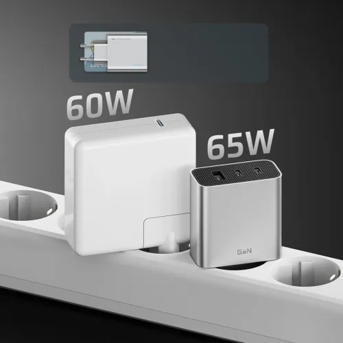 ładowarka sieciowa cuktech 65w gan 2xusb-c 1xusb-a - szara na Arena.pl