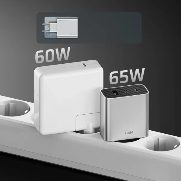 ładowarka sieciowa cuktech 65w gan 2xusb-c 1xusb-a - szara zdjęcie 13