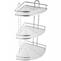 PÓŁKA ŁAZIENKOWA NAROŻNA POD PRYSZNIC WISZĄCA 3 PÓŁKI ŚCIENNA CHROM