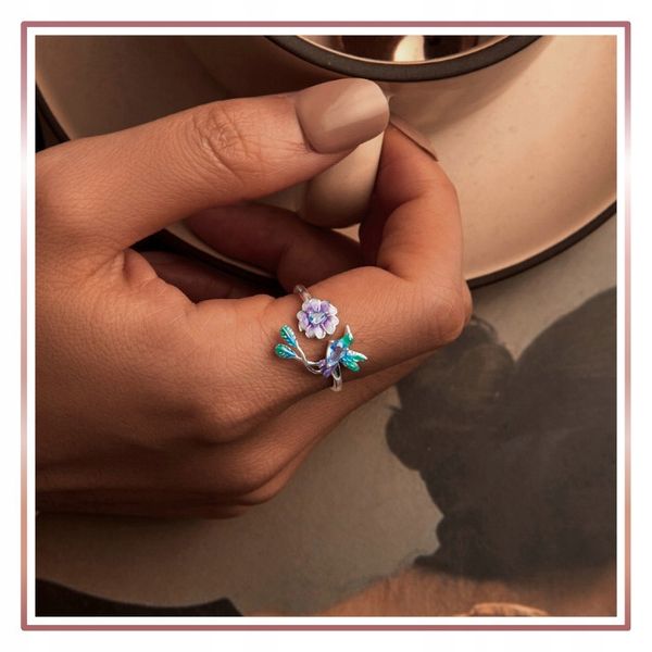 Srebrny Pierścionek Otwarty UROCZY RAJSKI PTAK S925 zdjęcie 10