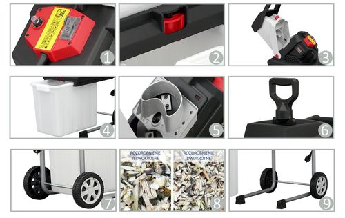 ROZDRABNIACZ DO GAŁĘZI NAC SHE 250B-BOX-G 2500 W NOŻOWY + POJEMNIK na Arena.pl