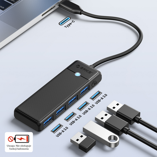 Orico Hub USB-C 4 porty USB-A 3.0 5Gbps czarny na Arena.pl