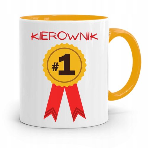 Kubek Żółty Dla Kierownika Kierownik Numer Jeden Z Nadrukiem Ze Zdjęciem na Arena.pl