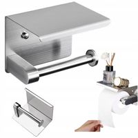 Uchwyt metalowy wieszak na papier toaletowy kołki taśma srebrny solidny