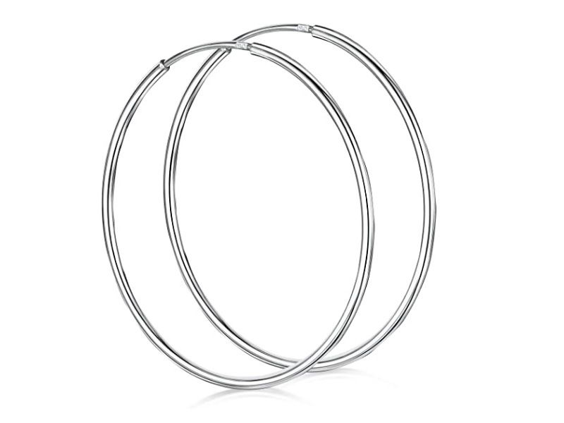 KLASYCZNE SREBRNE KOLCZYKI GRUBE DUŻE KOŁA 5CM 2MM zdjęcie 1