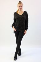 Ażurkowy sweter ze złotą nitką DaDa Czarny UNI