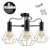 LAMPA WISZĄCA SUFITOWA ŻYRANDOL CZARNA ZŁOTA LARS