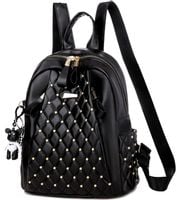 Plecak modny pikowany damski miejski skórzany  T66_Czarny