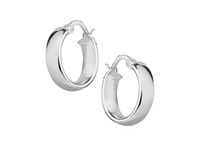 Eleganckie rodowane srebrne kolczyki rynienki gładkie koła kółka polerowane połysk srebro 925 G0032