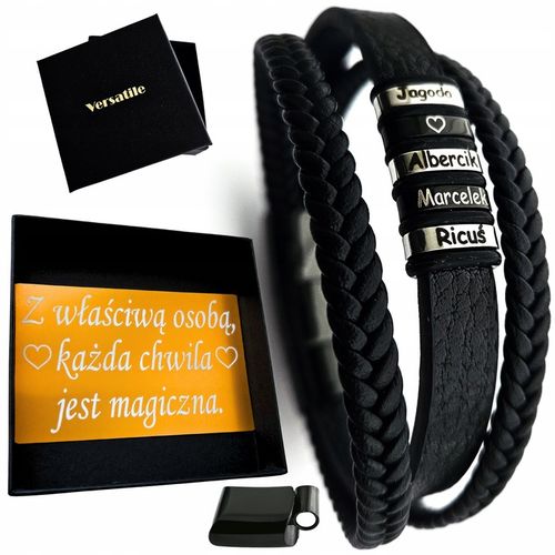 Bransoletka męska SKÓRZANA REGULOWANA Z GRAWEREM GRAWER JAKOŚĆ VERSATILE na Arena.pl