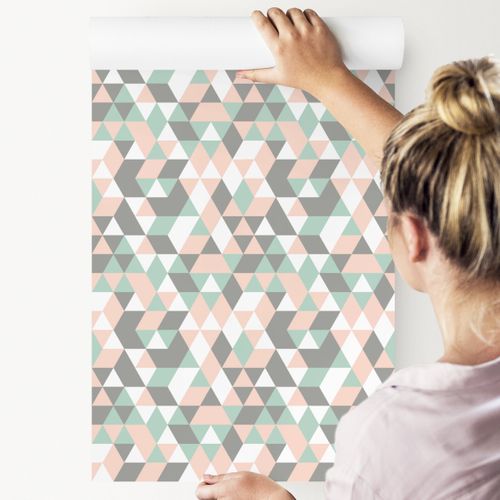 Tapeta GEOMETRYCZNA - Kolorowe Trójkąty w Stylu Retro na Arena.pl