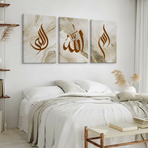 Obrazy Do Salonu Set Abstrakcja Marmur Islamskie Znaki Glamour 90cm x 40cm na Arena.pl