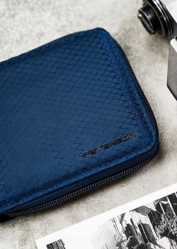 Portfel męski elegancki mały slim wallet Peterson na suwak na karty RFID na Arena.pl