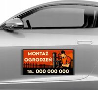 Magnes na samochód reklama magnetyczna 60x30 cm MONTAŻ OGRODZEŃ