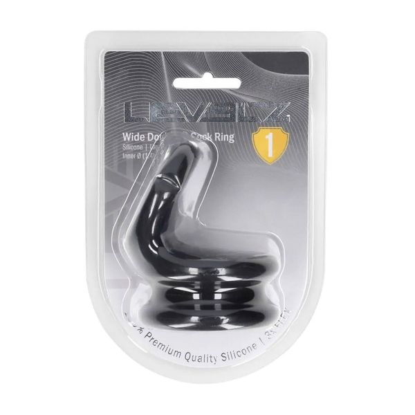 Wide Double O Silicone Cockring - L - Black zdjęcie 2