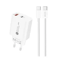 Ładowarka sieciowa A6MaxC 20W USB-A USB-C z kablem USB-C - USB-C 1m - biała