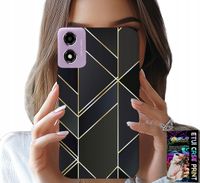 ETUI DO MOTOROLA MOTO E14 - ZŁOTE RAMKI, ELEGANCKIE WZORY + SZKŁO