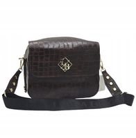 Laura Biaggi - torebka listonoszka kuferek brązowy krokodyl JS170