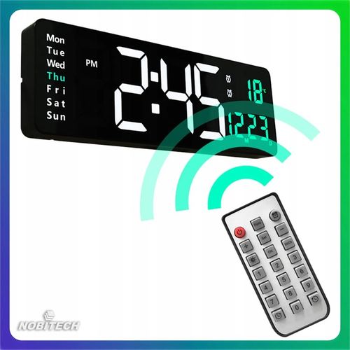 ZEGAR ŚCIENNY ELEKTRONICZNY BUDZIK CYFROWY DUŻY PILOT 10 POZIOMÓW na Arena.pl