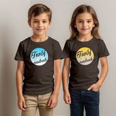 Dziecięca bawełniana koszulka z Twoim nadrukiem - czekoladowa 3-4