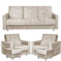 Zestaw mebli wypoczynkowy Alicja wersalka kanapa fotele pufy