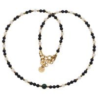 Naszyjnik mix - Turmalin, cytryn, kwarc różowy i srebro złocone