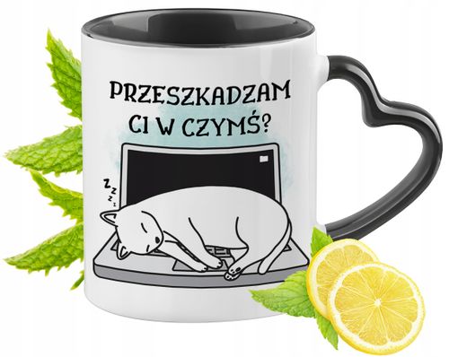 Kot Kotek Kotki Kubek Czarny Z Uszkiem W Kształcie Serca Na Prezent na Arena.pl