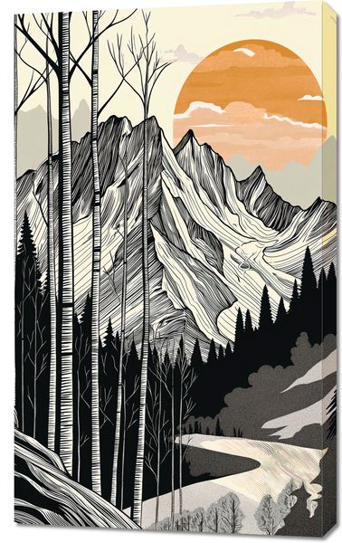 Obraz 60x100cm Drzeworys Górski zdjęcie 1