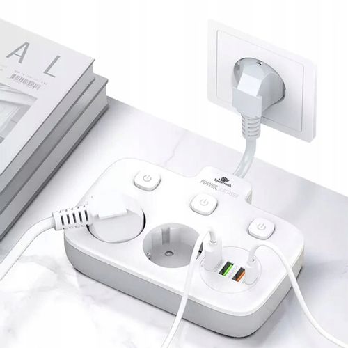 Listwa Zasilająca Przedłużacz Krótki Złodziejka z Ładowarką 4x USB PD 2500W na Arena.pl
