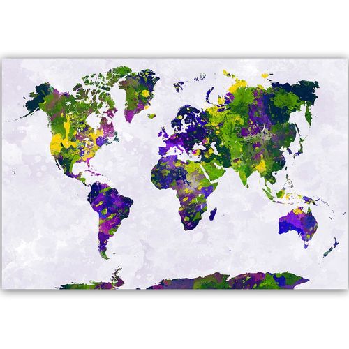 Obraz na płótnie - Canvas, Malowana mapa świata 90x60 na Arena.pl