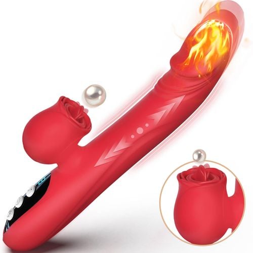silicone vibrator 7 powerful modes -  licking, 7 thrusting heating, red na Arena.pl