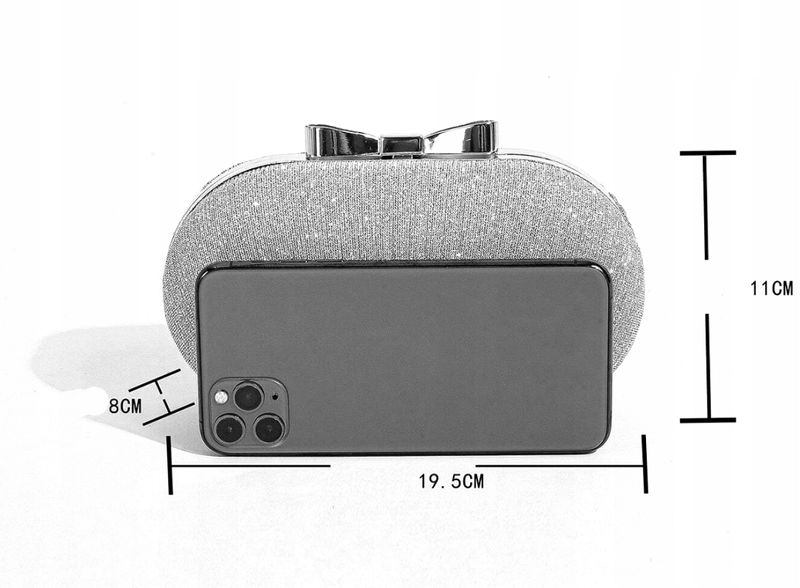Srebrna Torebka Wieczorowa Kopertówka Wizytowa zdjęcie 15