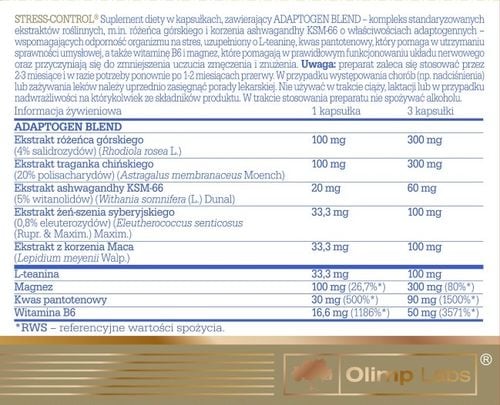 OLIMP STRESS CONTROL 30kaps NA USPOKOJENIE STRES na Arena.pl
