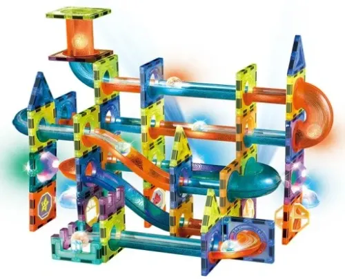 KLOCKI MAGNETYCZNE KONSTRUKCYJNE ŚWIECĄCY TOR 110el 3D MAGNETIC EDUKACYJNE na Arena.pl
