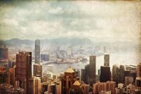 FOTOTAPETA MIASTO RZEKA VINTAGE RETRO BUDYNKI