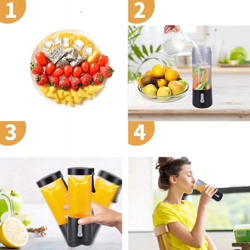 Blender do Koktajli 450ml z 6 Nierdzewnymi Żmijkami i 2000mAh Baterią na Arena.pl