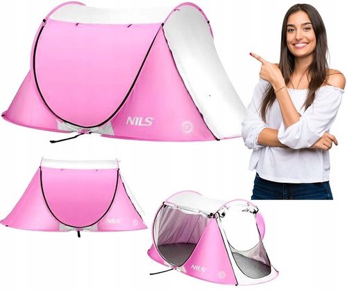 Namiot Plażowy Samorozkładający się dla Dzieci Różowy NILS Lekki POP-UP na Arena.pl